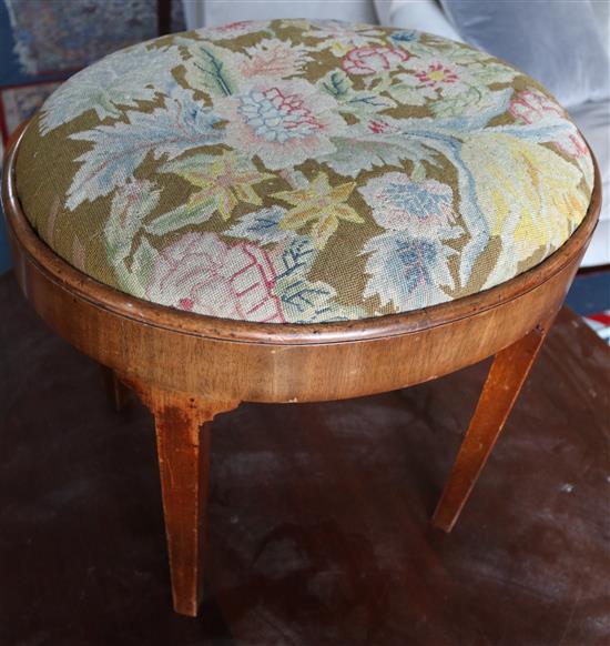 A George III mahogany tapestry top stool